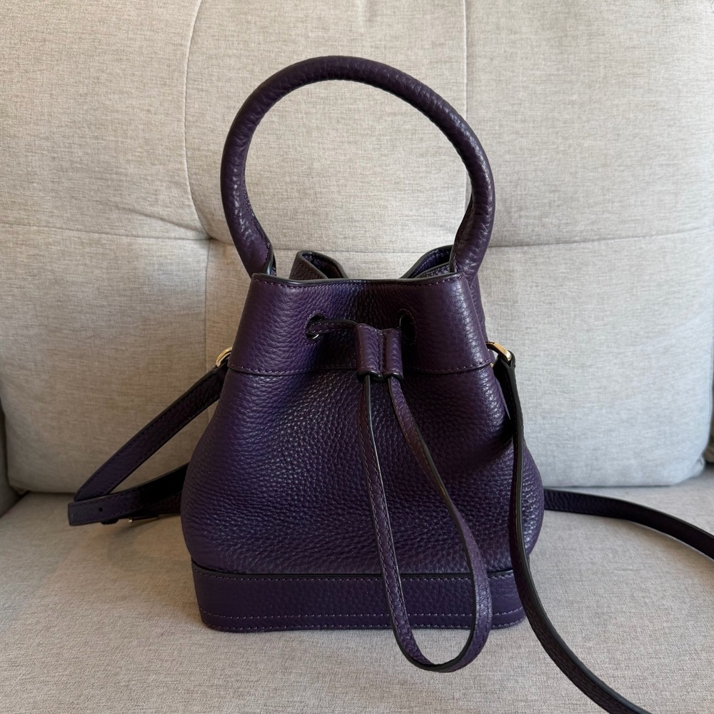 Tory Burch Purple Pebbled Leather Bucket Bag